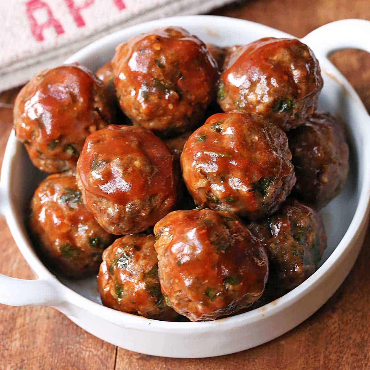 Keto meatballs with glaze.