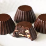 Keto chocolate is served on a white plate.