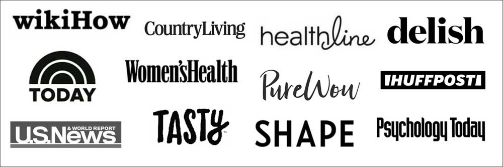 Logos of media outlets that featured Healthy Recipes Blog.