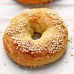 Keto bagels are topped with sesame seeds.