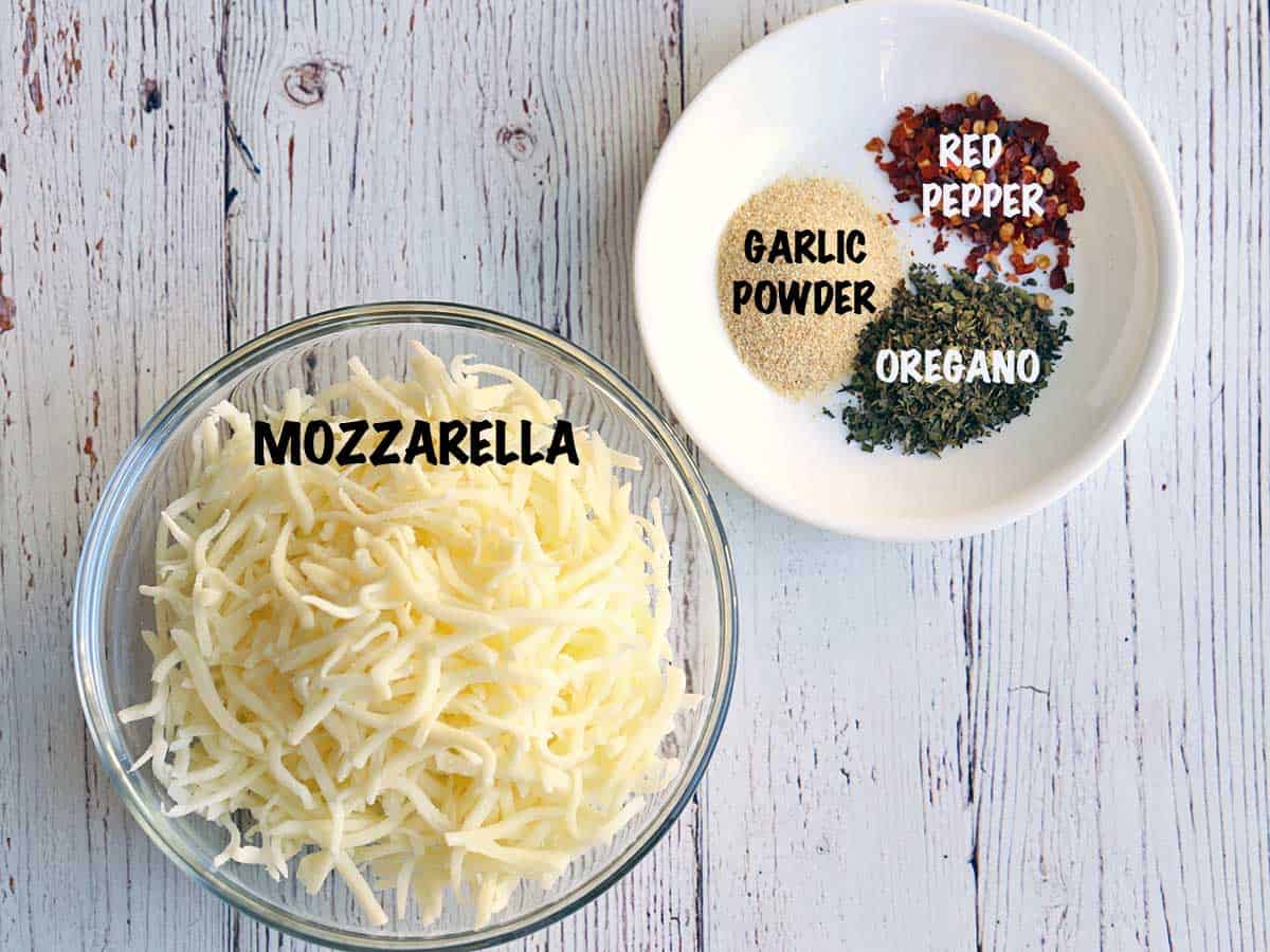 The ingredients needed to make keto cheese chips.