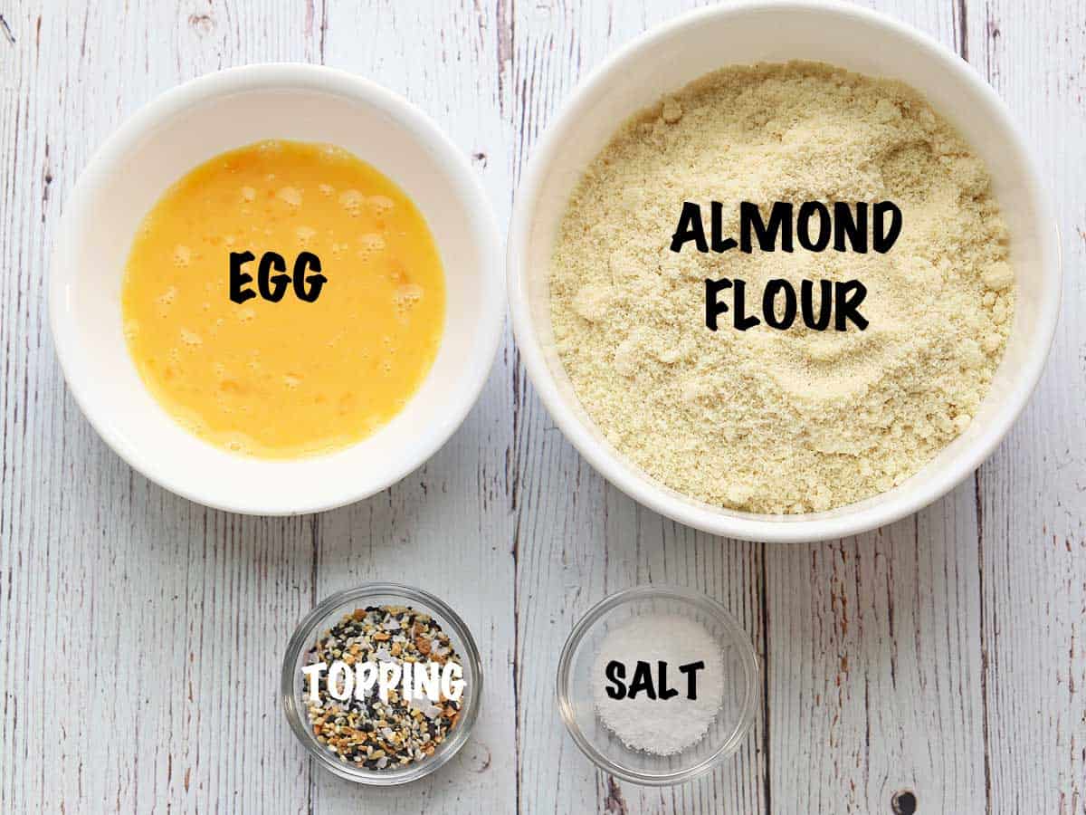 The ingredients needed to make keto crackers.