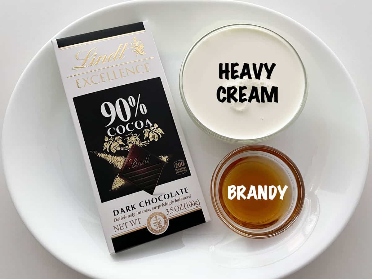 The ingredients needed to make chocolate fondue.