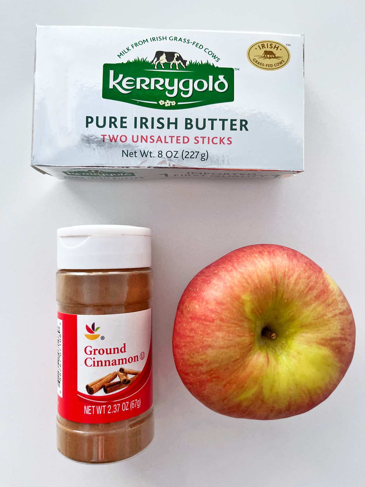 The ingredients needed for baking apple slices.