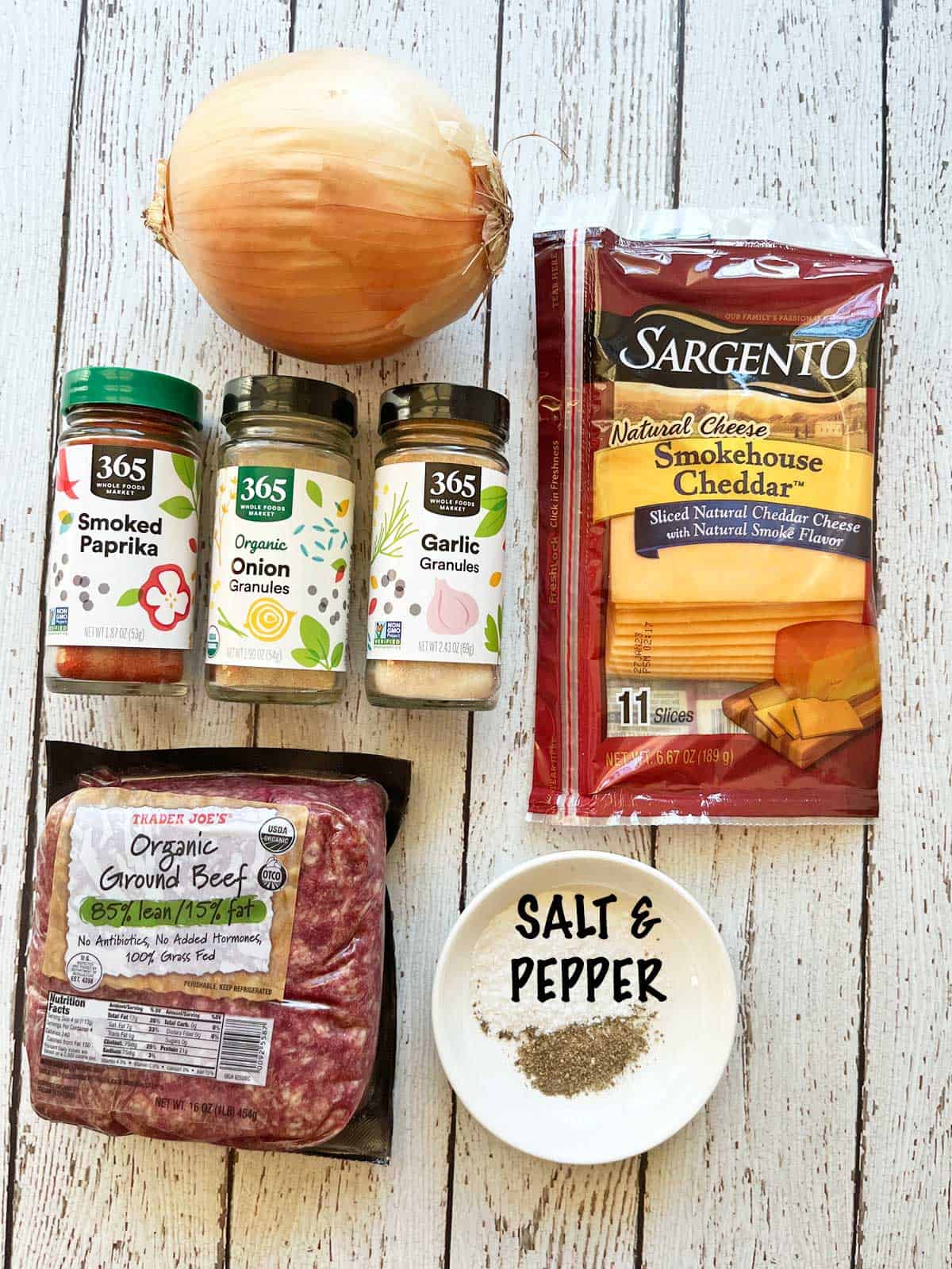 The ingredients needed to broil burgers.