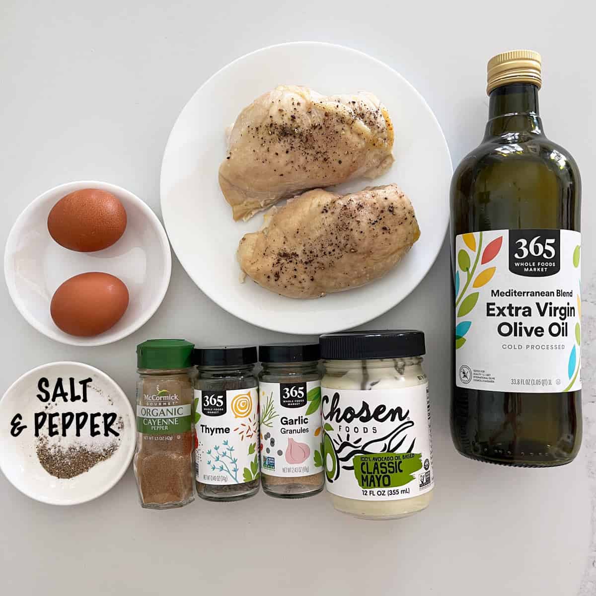 The ingredients needed for making chicken patties. 