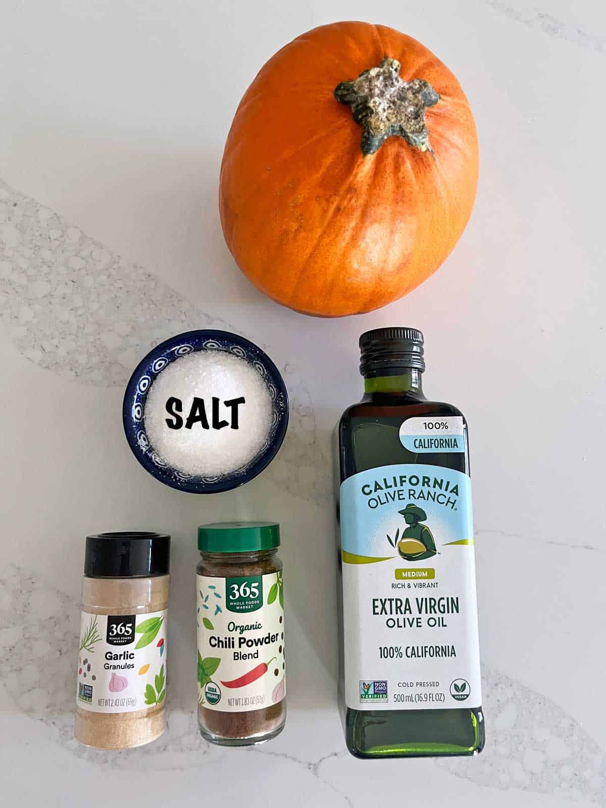 The ingredients needed to roast a pumpkin.