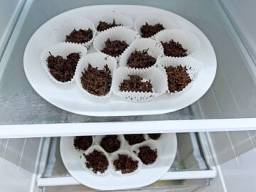 Coconut haystacks in the fridge.