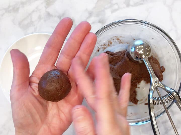 Shaping the fat bombs.