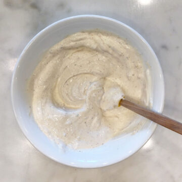 The sauce is mixed in a bowl.