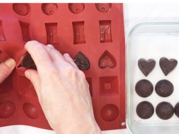 Releasing the chocolate from the pan.