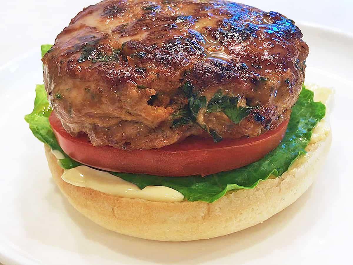 Turkey burger served in a bun.
