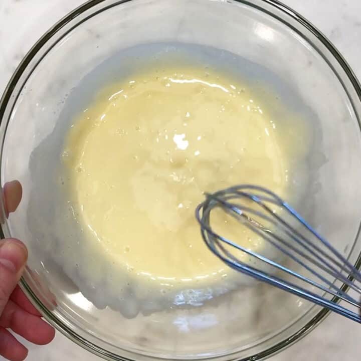 Whisking the wet ingredients.