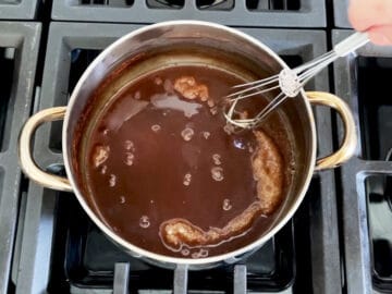 Reducing the cooking liquids on the stovetop.
