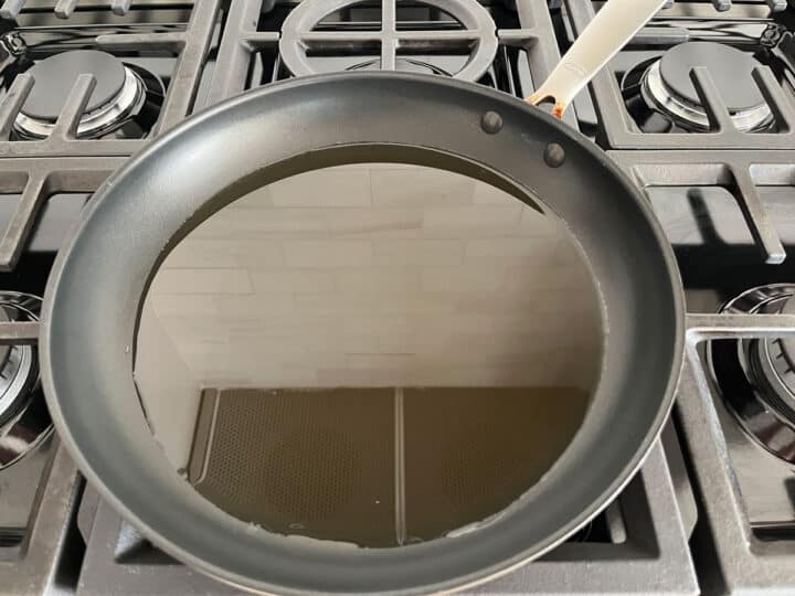 ½ inch of oil heating in a skillet.