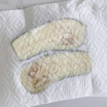 Blotting the eggplant.