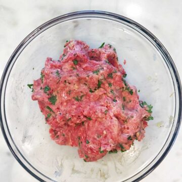 Keto meatballs ingredients were mixed together.