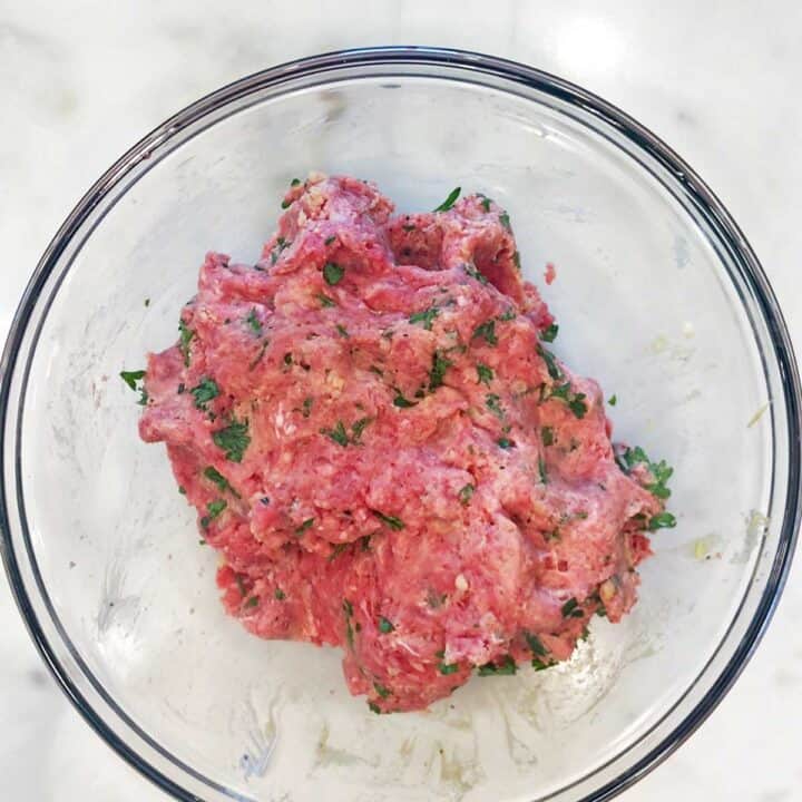 Keto meatballs ingredients were mixed together.