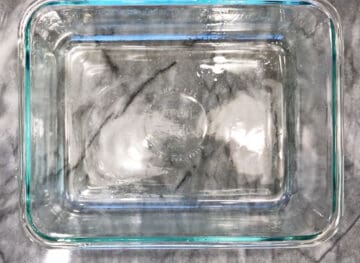 A baking dish used to bake the casserole.