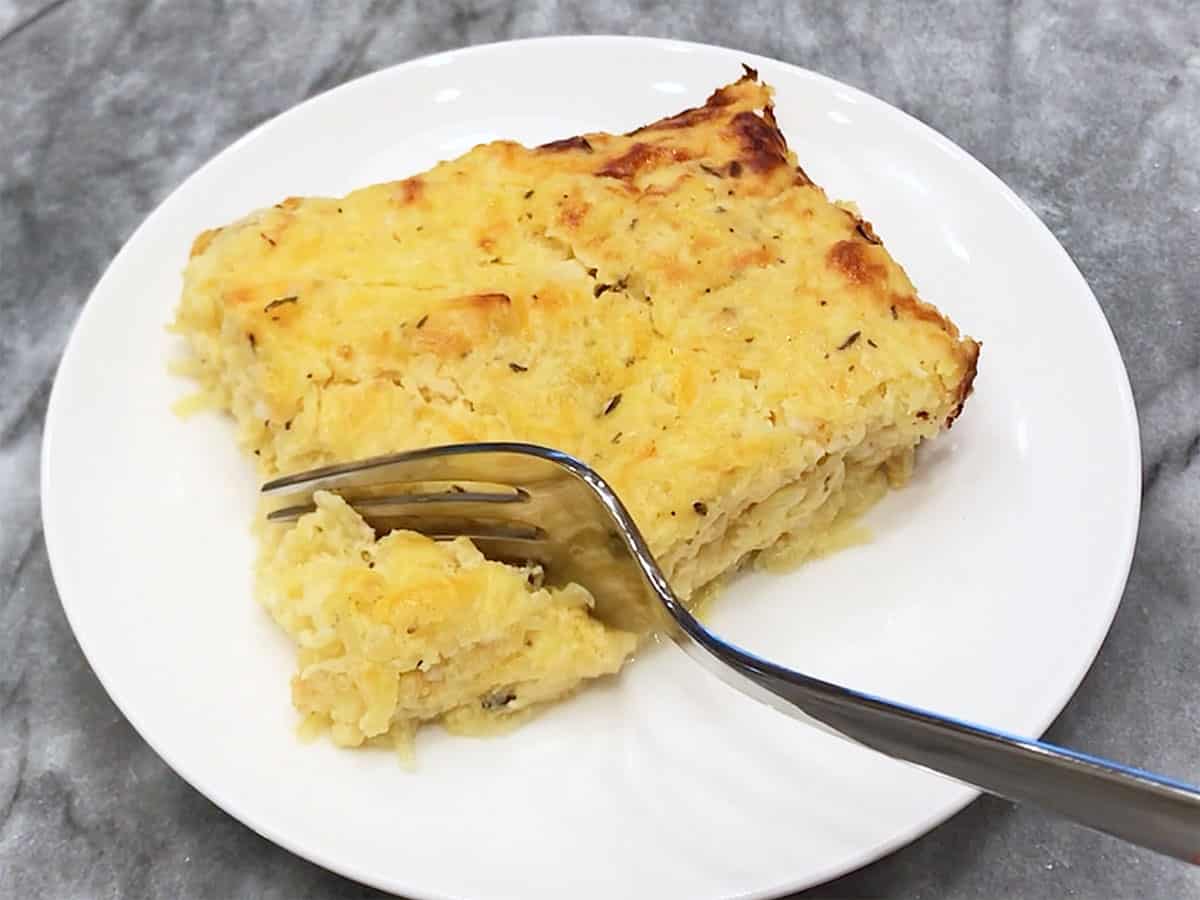 The casserole is served.