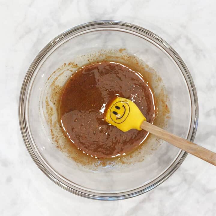 Mixing the marinade.