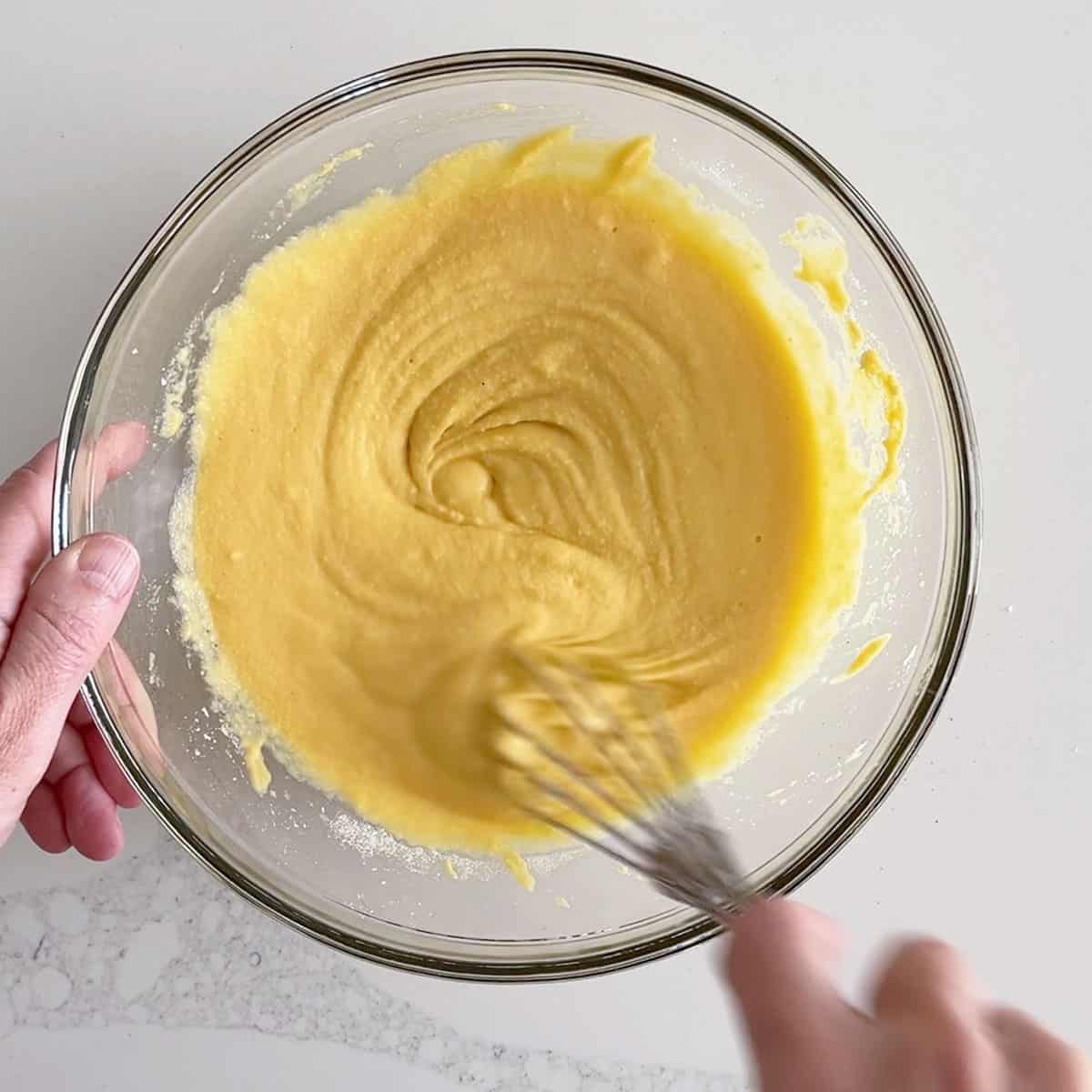 Mixing in the coconut flour.