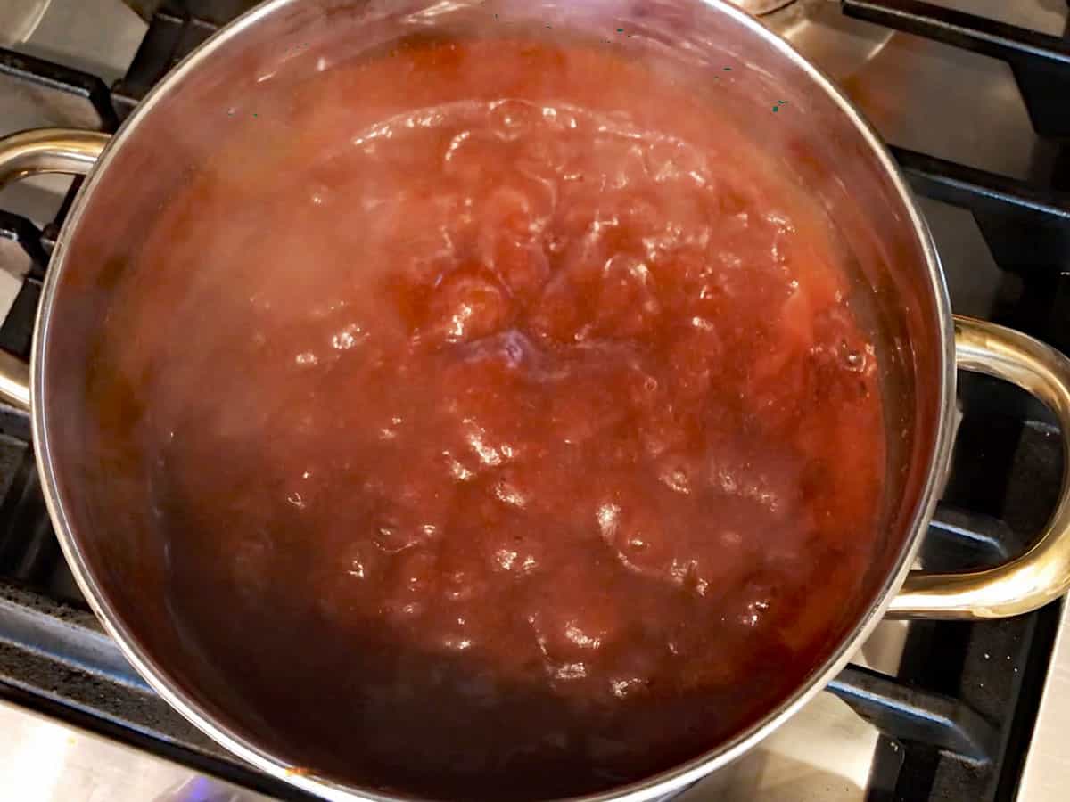 Heating the glaze ingredients.