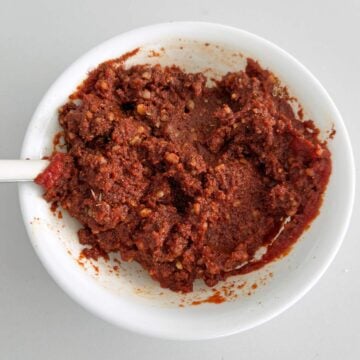 Seasoning paste in a white bowl.