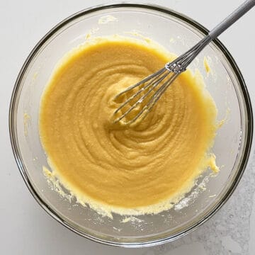 The pancake batter is thick.