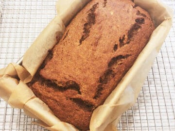 The bread is ready in the pan.