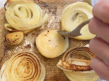 Flipping the onions.