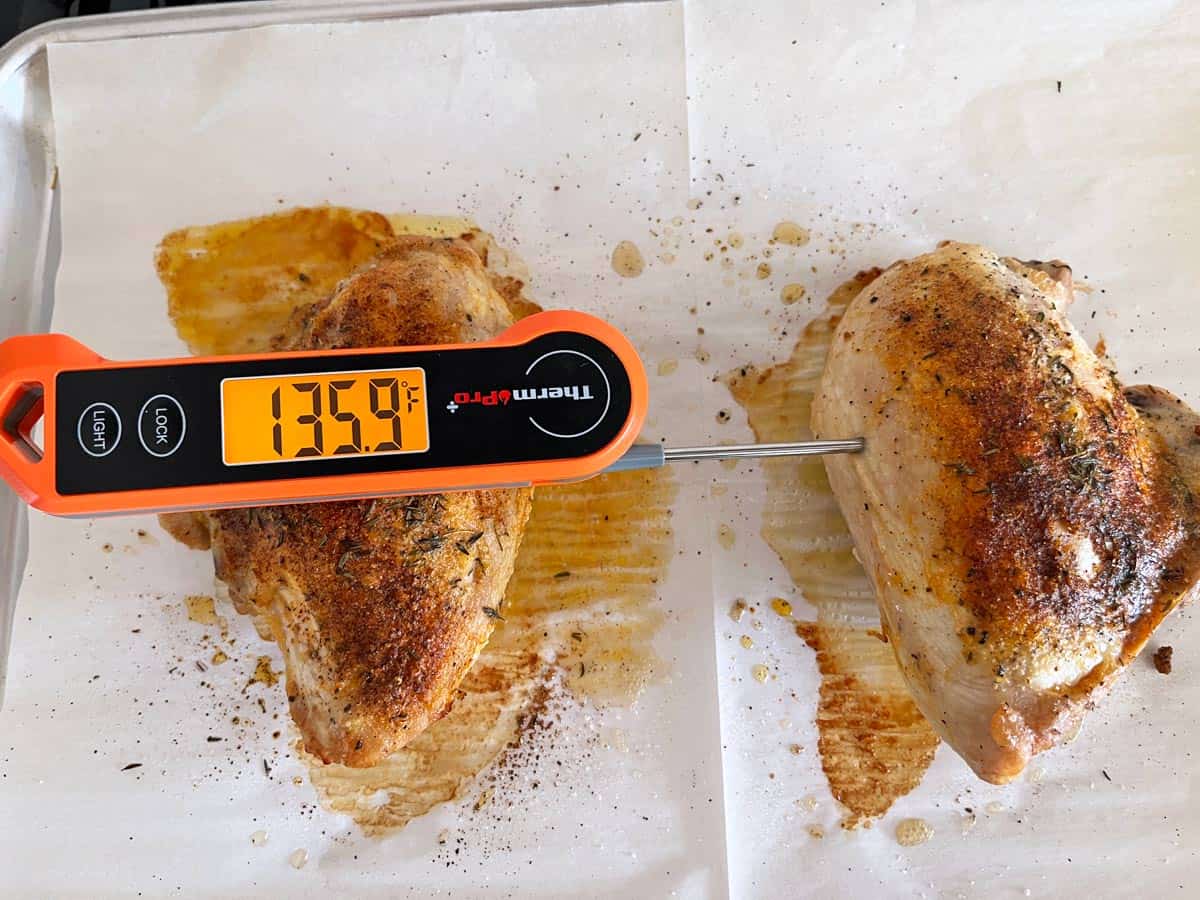 After 25 minutes, the chicken is not fully cooked, even though it appears browned.