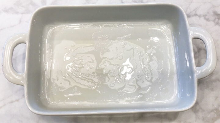 A greased 2-quart baking dish.