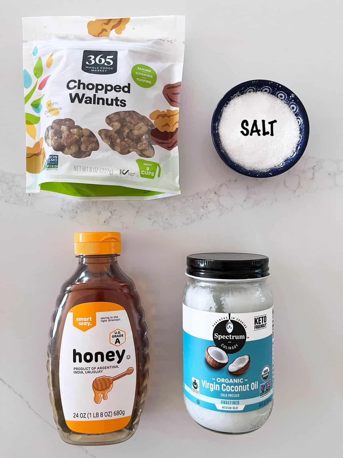 The ingredients needed to make walnut butter.