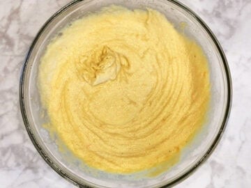 The batter after adding the dry ingredients.