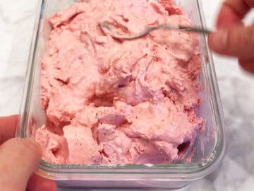 Stirring the ice cream again.