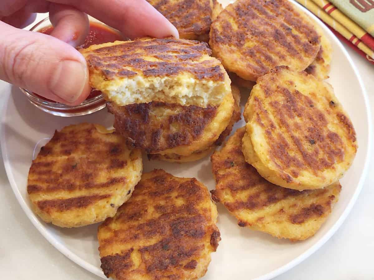 Showing the bite's texture on the inside.