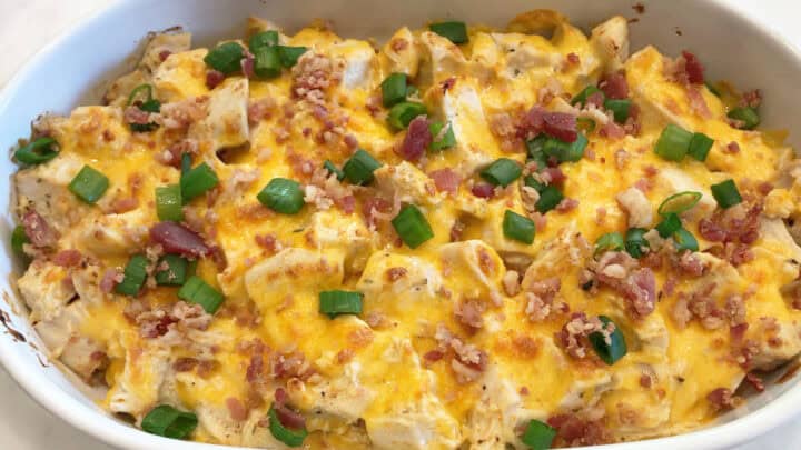 The casserole is served.