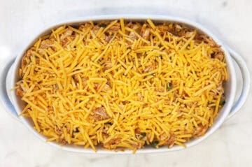 The casserole is ready for the oven.