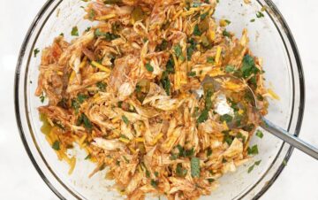 The casserole ingredients were mixed in a bowl.