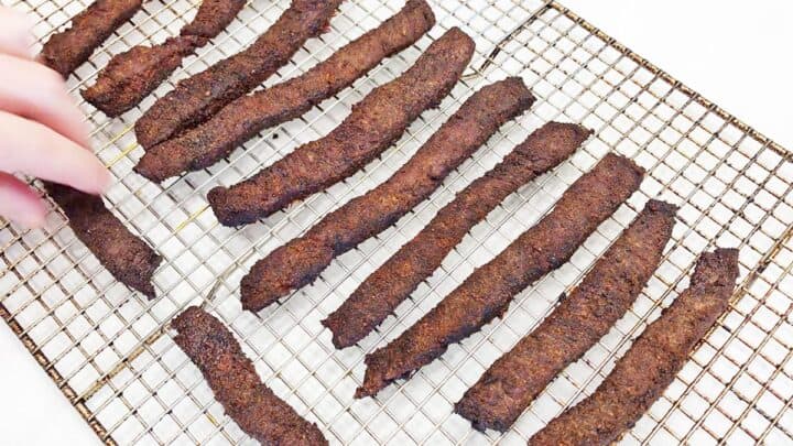 Jerky cooling on rack.