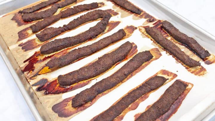 The jerky is ready in the pan.