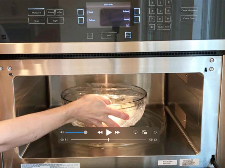 Microwaving the cauliflower.