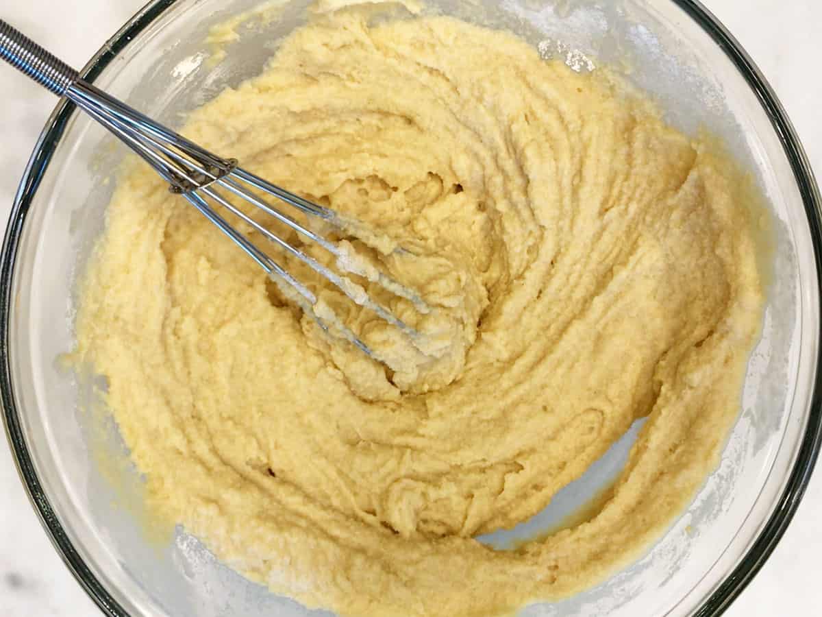 Mixing in the coconut flour.