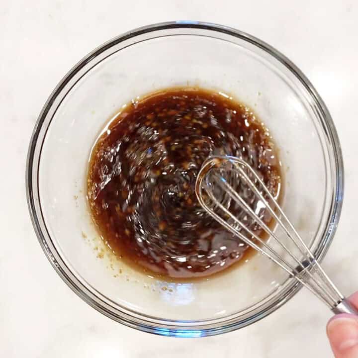 Mixing the marinade.