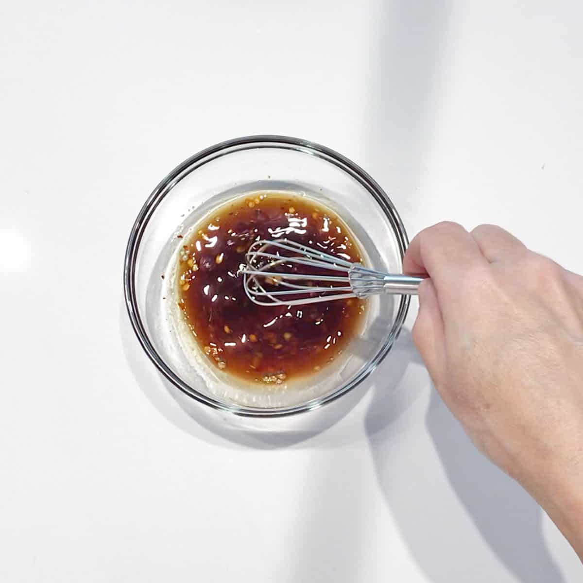 Mixing the dipping sauce.