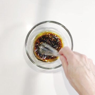 Mixing the marinade.