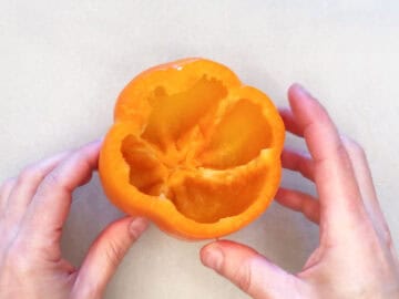 Prepping the peppers.