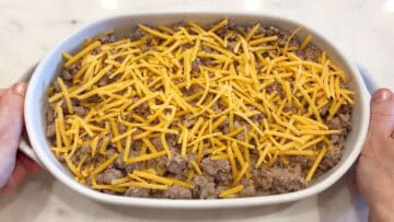 The casserole is ready for the oven.