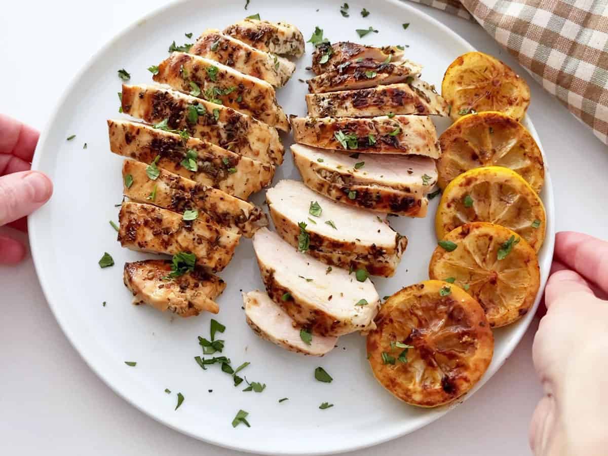 The chicken is served.